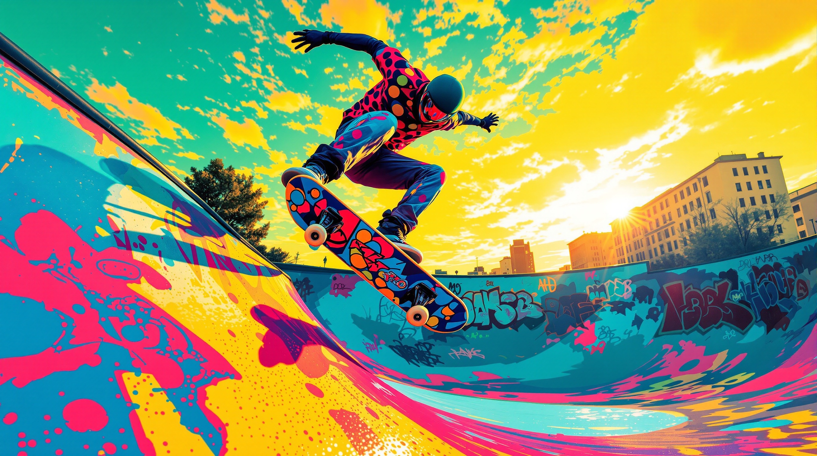 skateboard pop art wall art print for kids rooms
