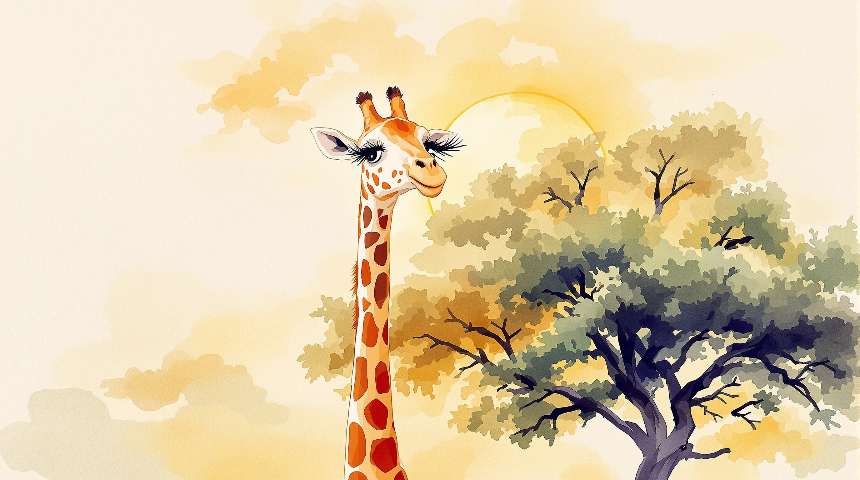 giraffe watercolor wall art print for kids rooms